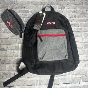 NWT Levi's Girls Box Logo School Backpack Kids ONE SIZE (Black/Gray)